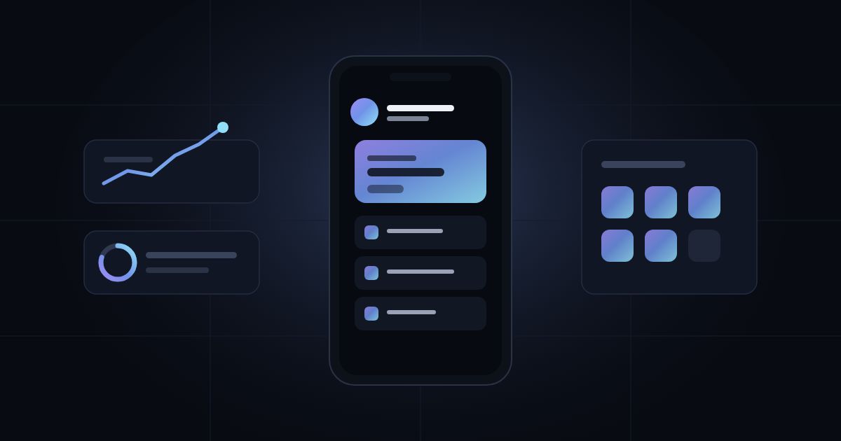 A phone app interface beside adoption and engagement indicators