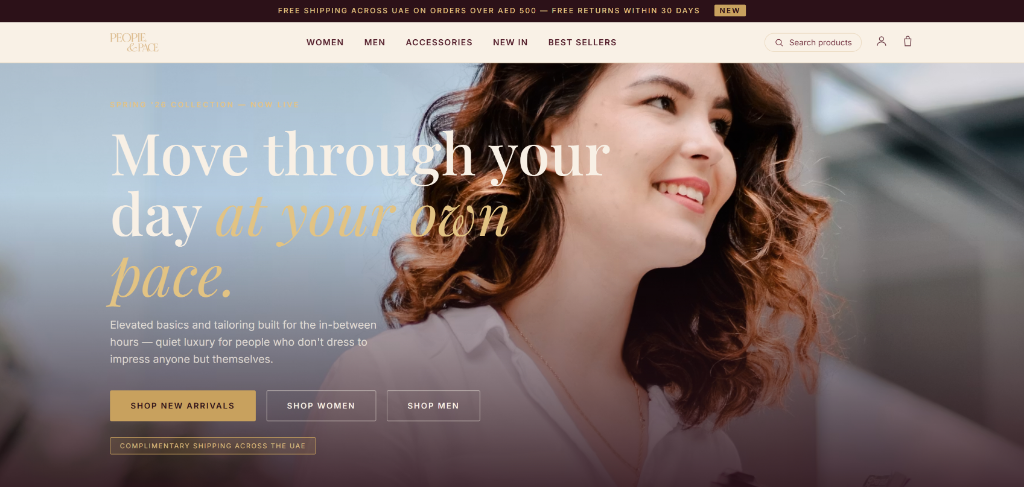 People & Pace storefront full desktop preview